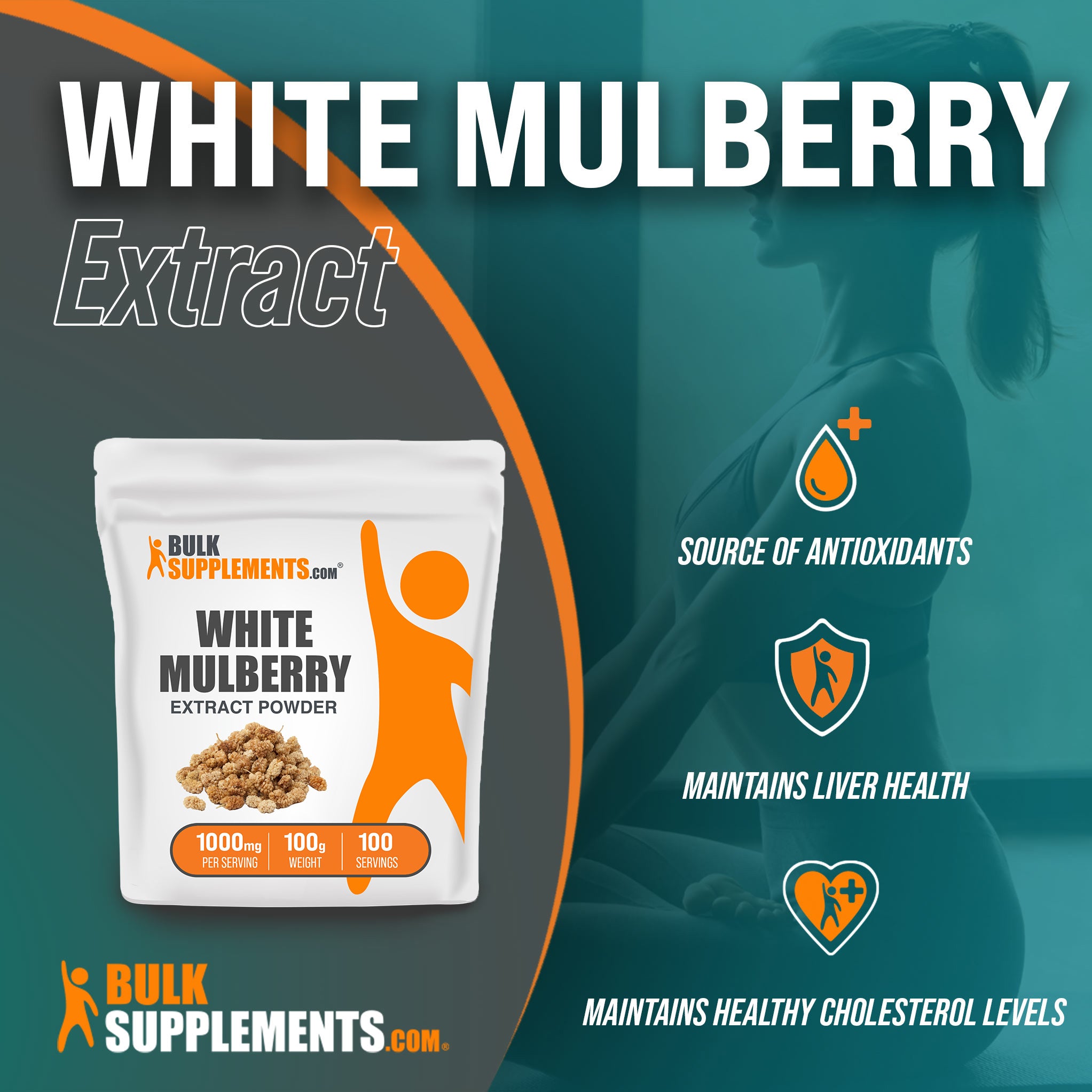 Benefits of White Mulberry Extract: source of antioxidants, maintains liver health, maintains healthy cholesterol levels