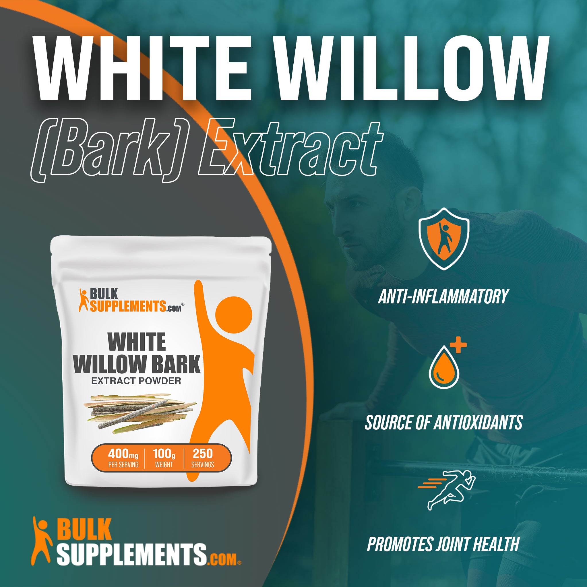 Benefits of White Willow Bark Extract: anti-inflammatory, source of antioxidants, promotes joint health