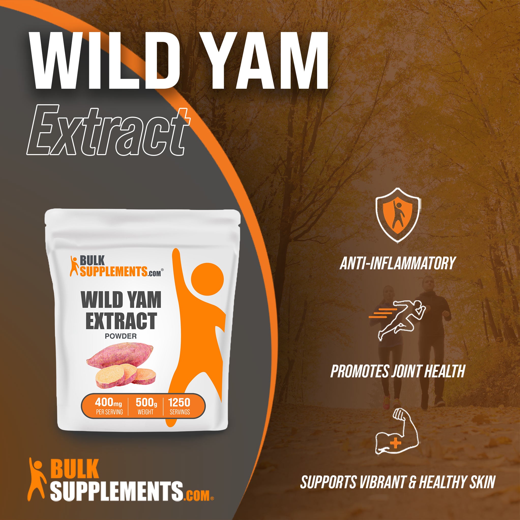 Benefits of Wild Yam Extract: anti-inflammatory, promotes joint health, supports vibrant and healthy skin