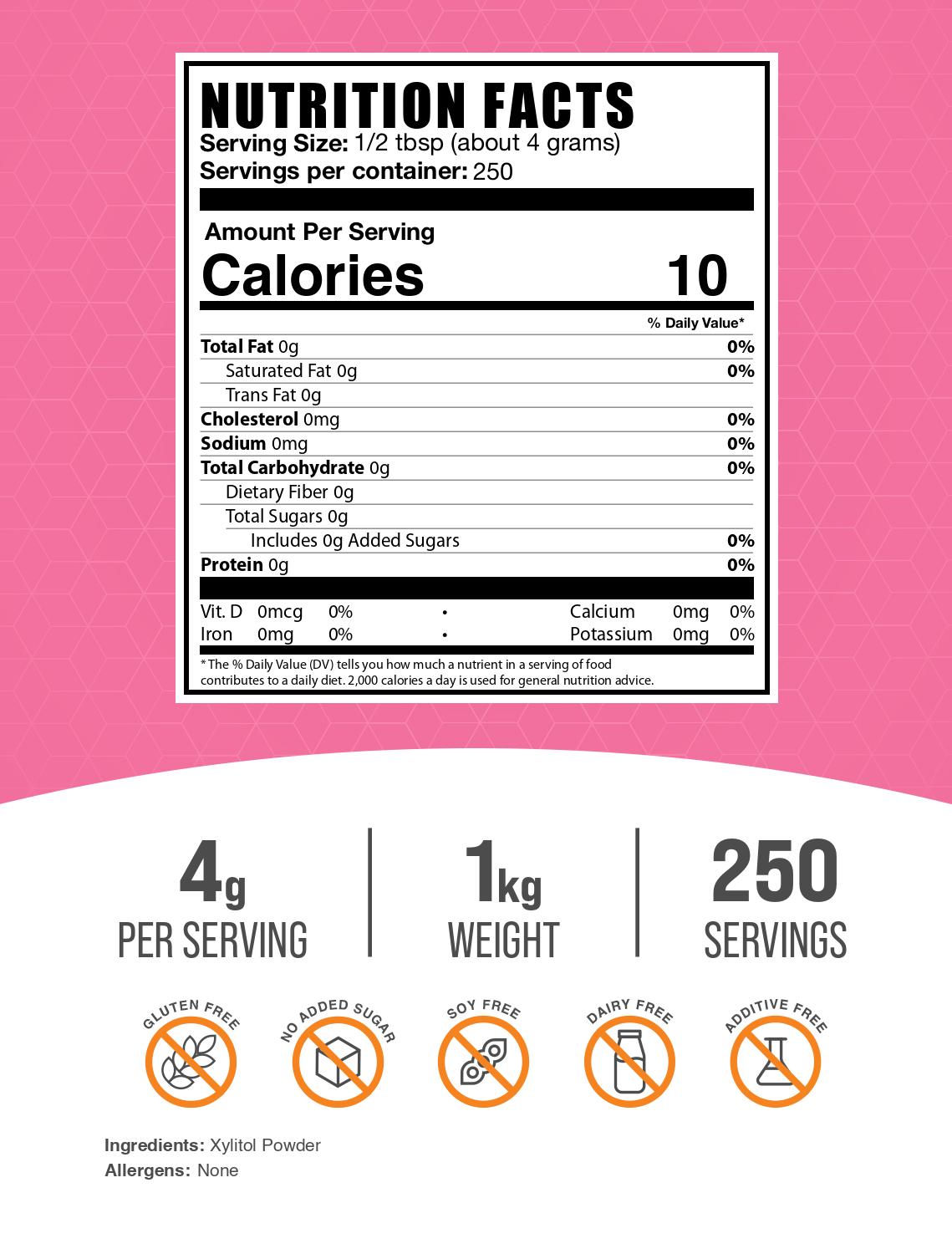 Xylitol Powder 1kg Label