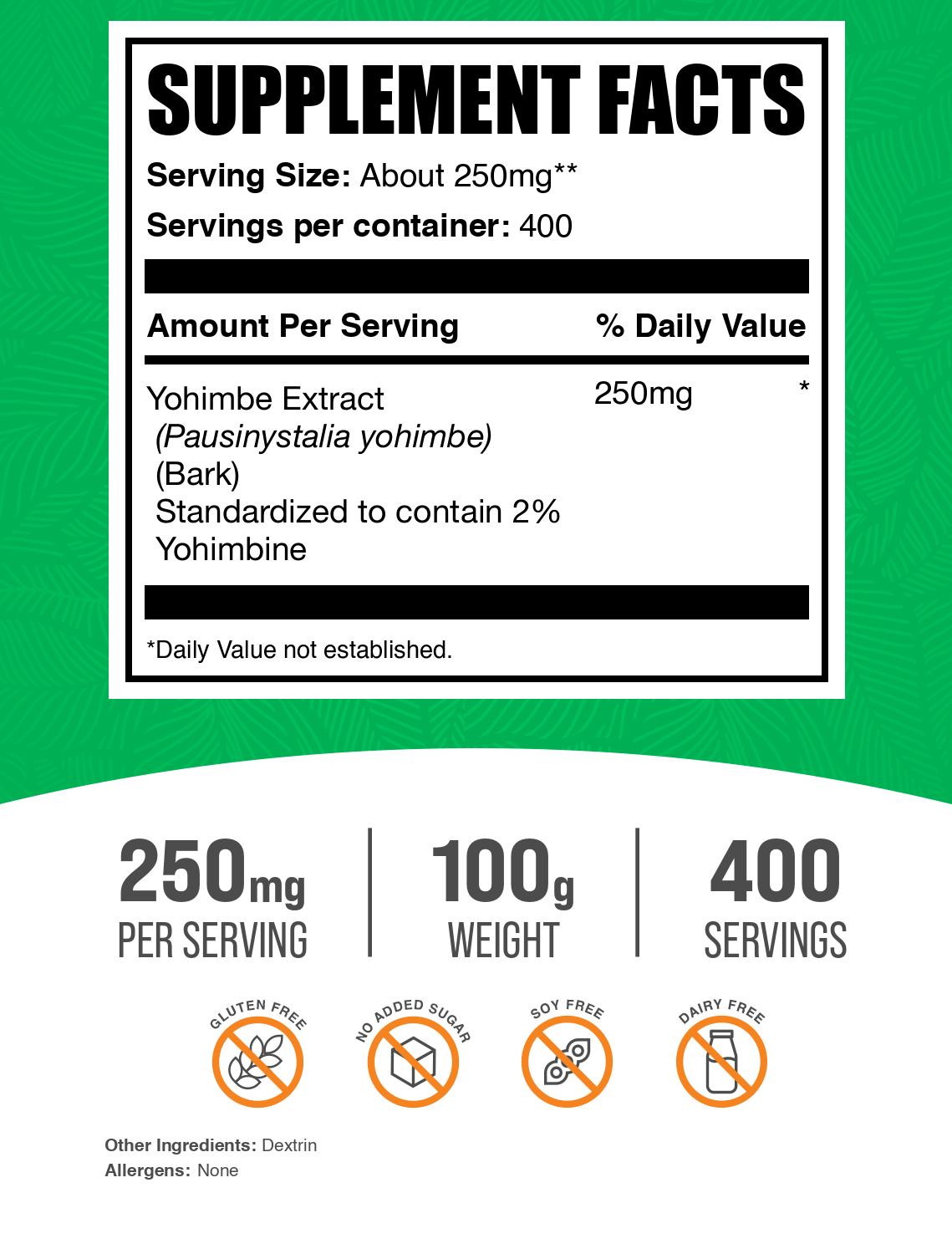 Yohimbe extract powder label 100g