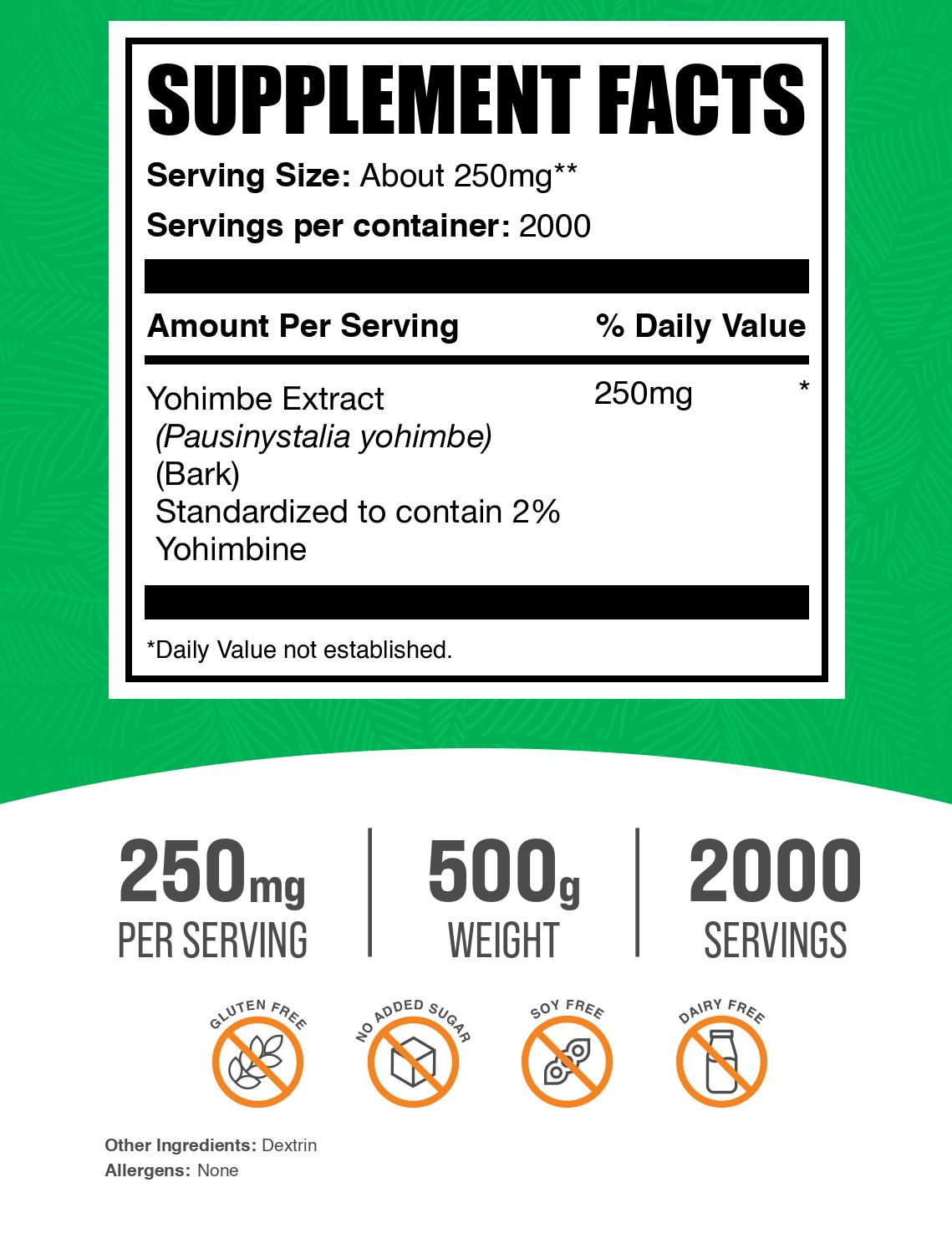 Yohimbe extract powder label 500g