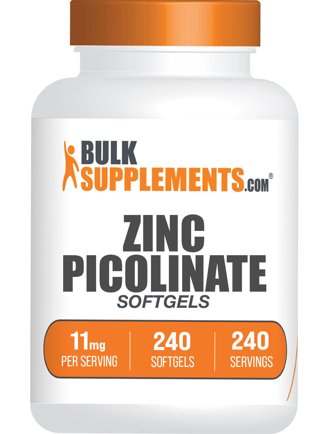 BulkSupplements.com Zinc Picolinate 240 ct Softgels Bottle