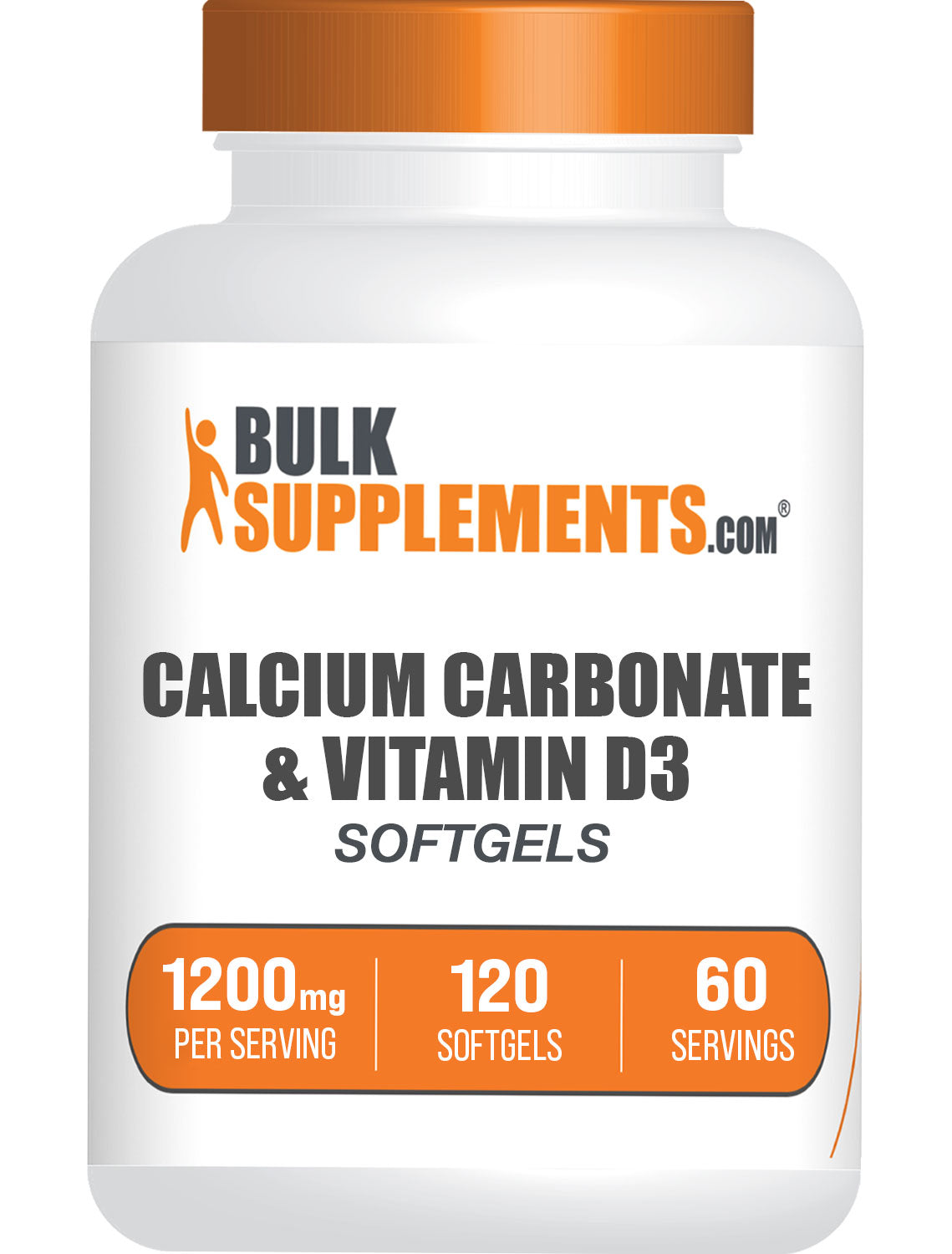 BulkSupplements.com Calcium Carbonate & Vitamin D3 Softgels 120 ct Bottle